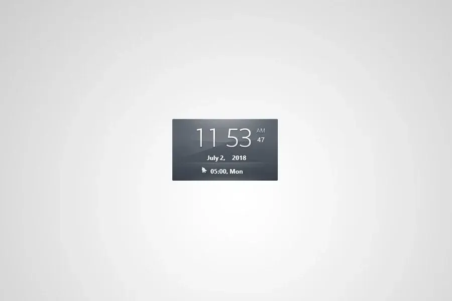 Source preview of Activ Clock Rainmeter Skin credited to addyf812