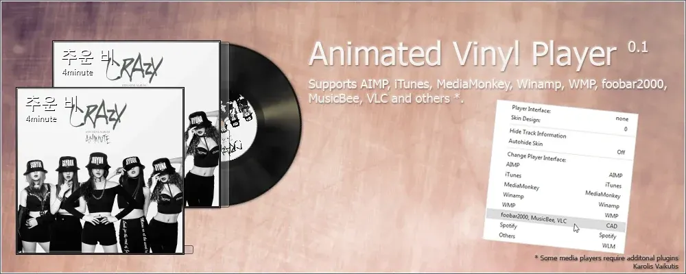 Creator preview of Animated Vinyl Player Rainmeter skin
