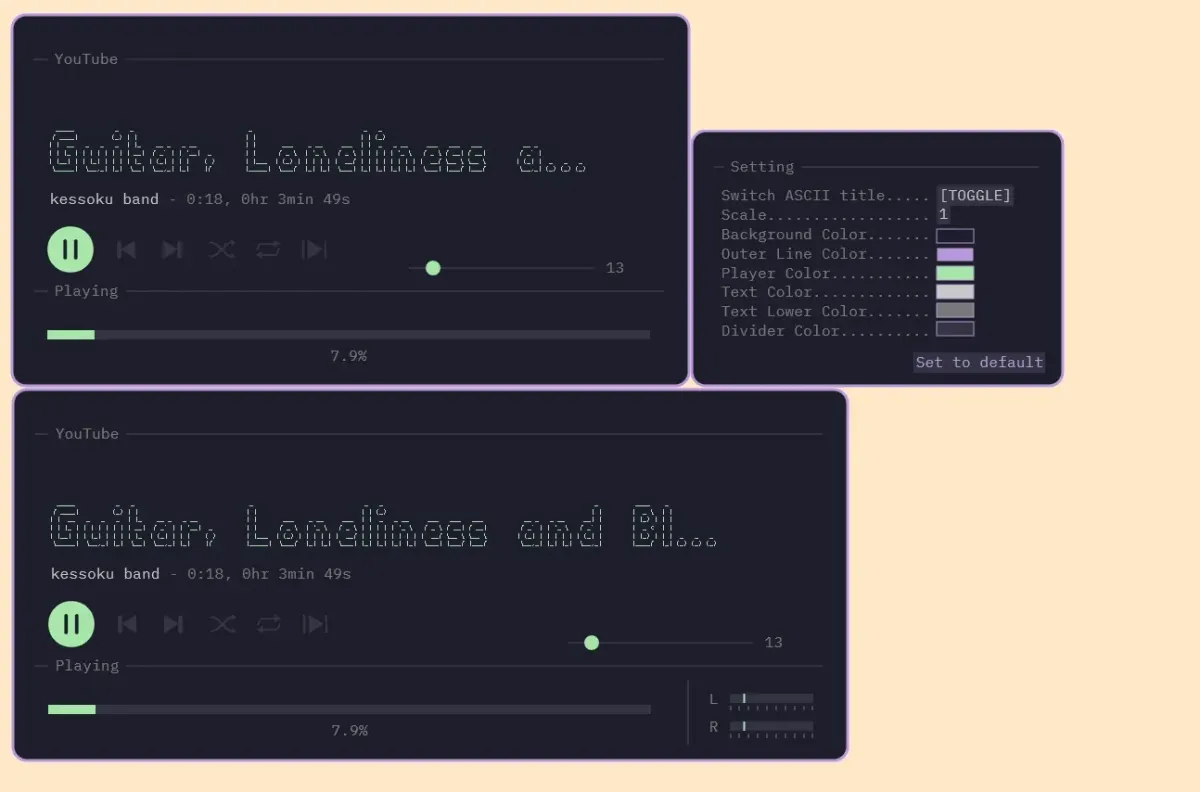 Creator source preview of ASCIIplayer Rainmeter Skin
