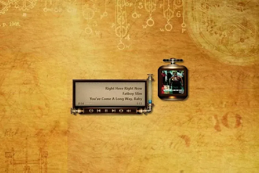 Source preview of BB'B Music Player Rainmeter Skin credited to Mordasius