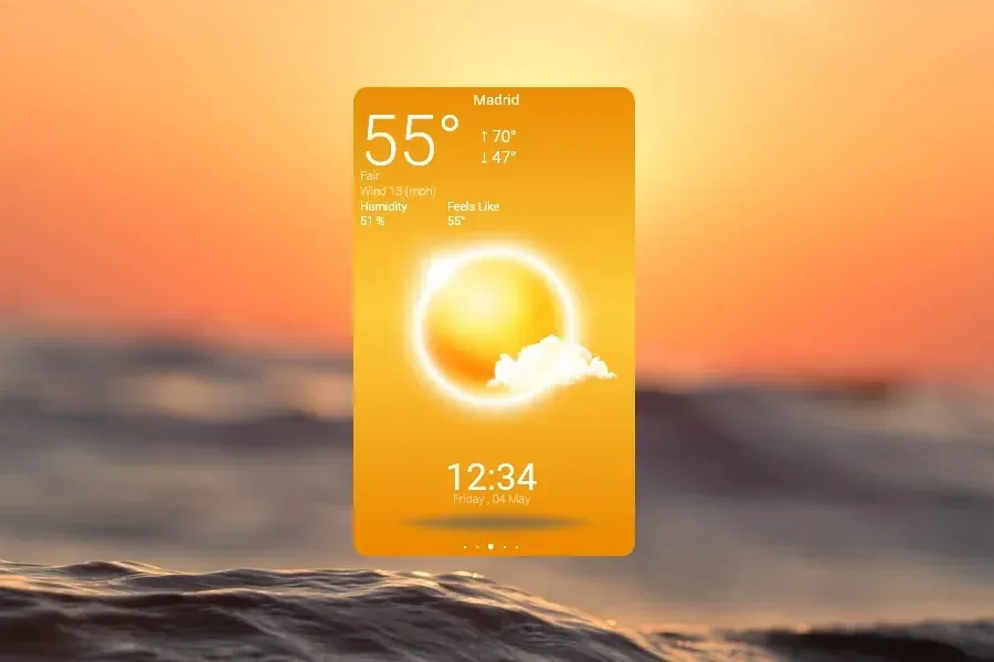 Source preview of Beautiful Weather App Rainmeter Skin credited to HipHopium