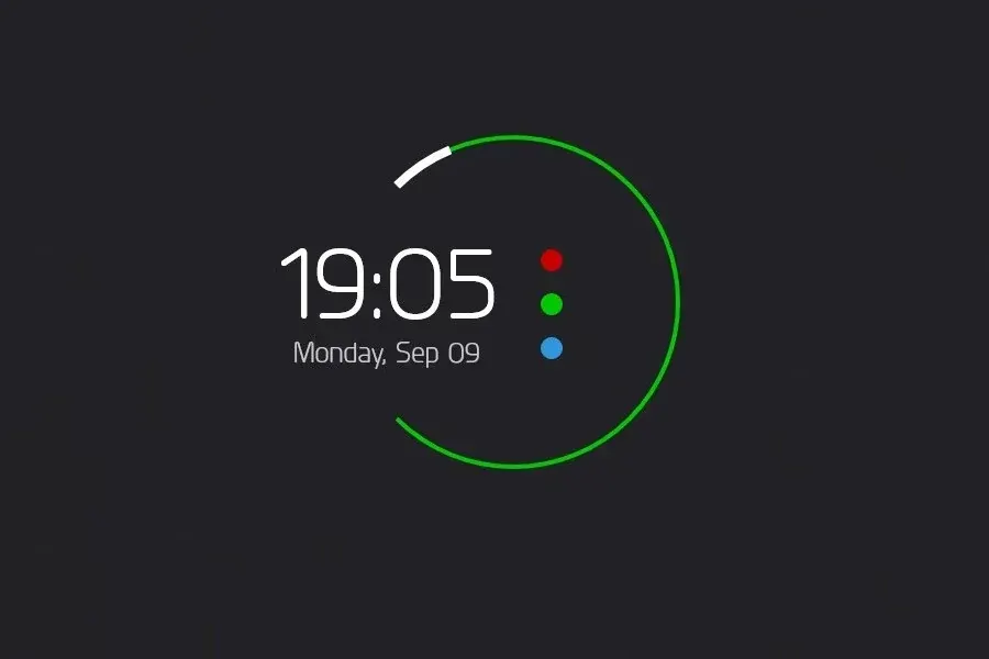 Source preview of Blue Rose: A notification-like panel combines launcher/weather with processor, temperature, physical/swap memory and drive information