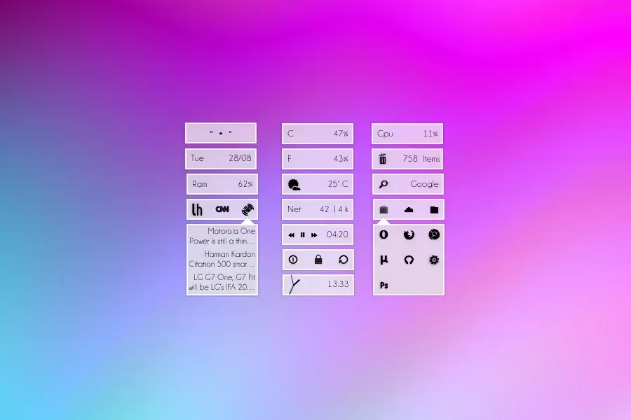 Source preview of Bricks Rainmeter Theme credited to Dariosuper