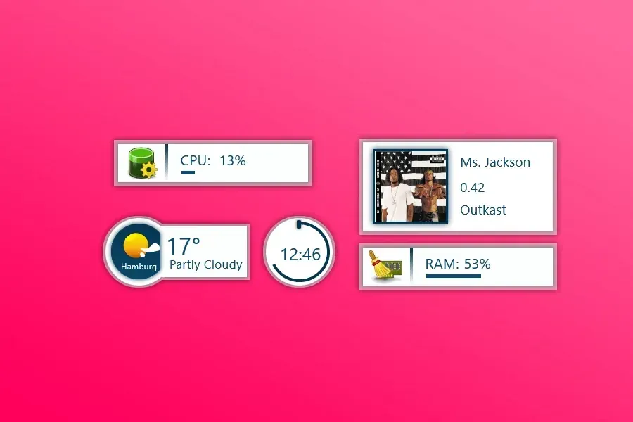 Source preview of Clean Pads Rainmeter Theme credited to TobiMcCan