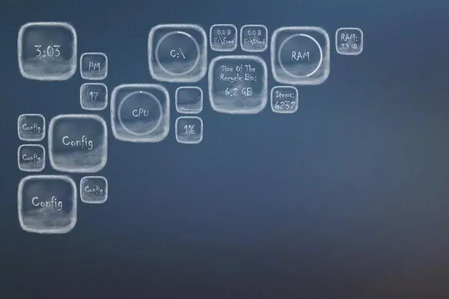 Source preview of Cloudy Rainmeter Rainmeter Theme credited to TheMelonLord1636