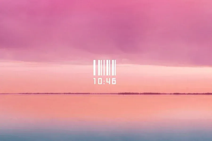 Source preview of Code Clock: A barcode-like clock with a conventional time readout below the graphic