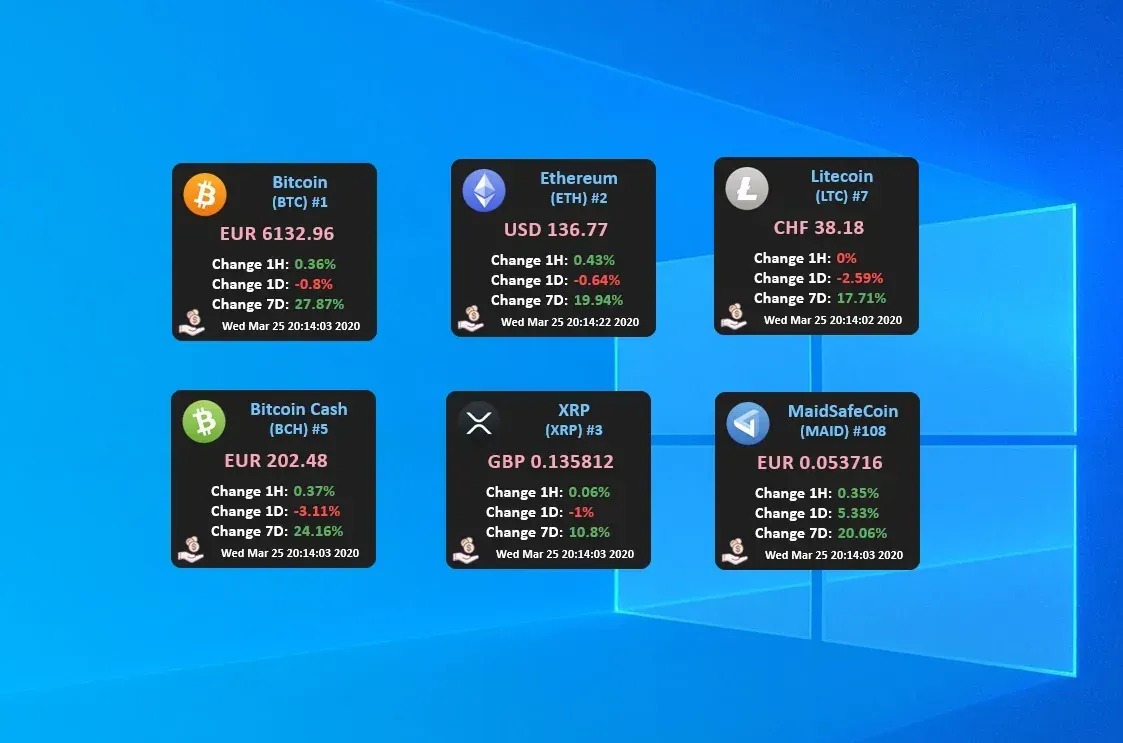 Creator source preview of Crypto Coins Rainmeter Skin