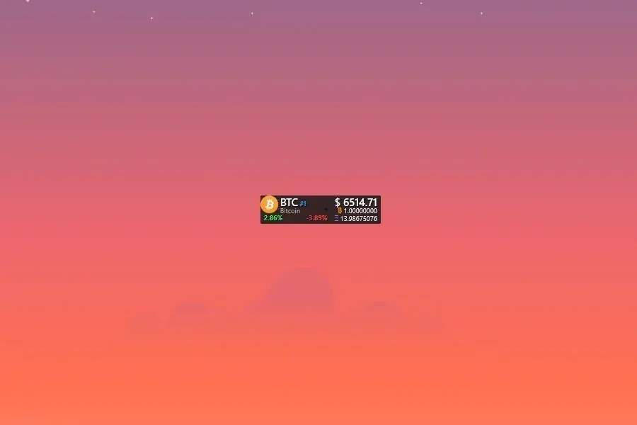 Source preview of Cryptocurrency Tracker Rainmeter Skin credited to hadoken70