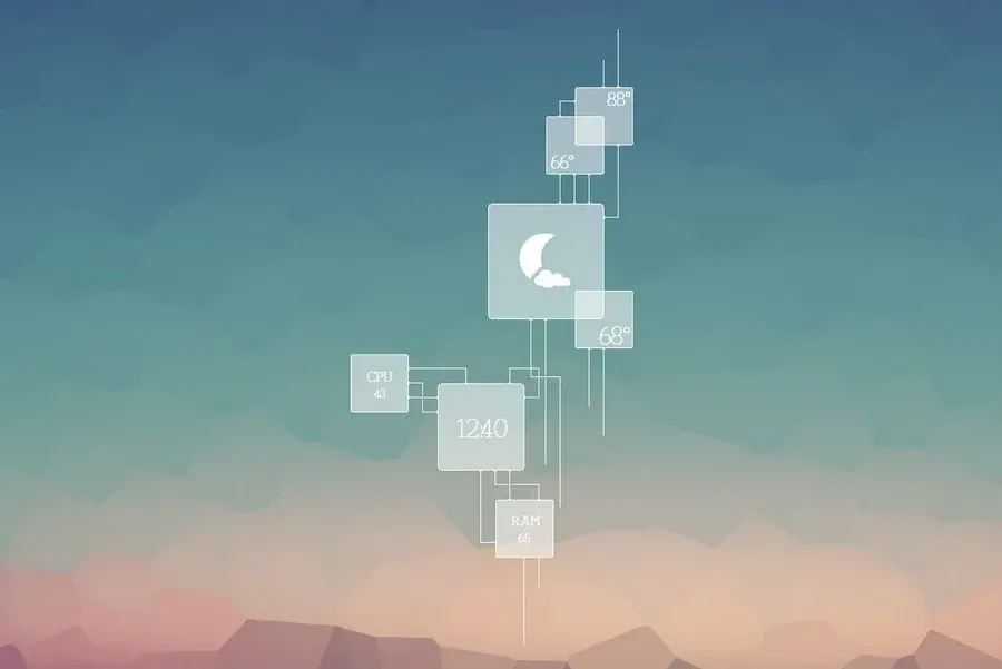 Source preview of Cubes 2 Rainmeter Skin credited to Skryyne