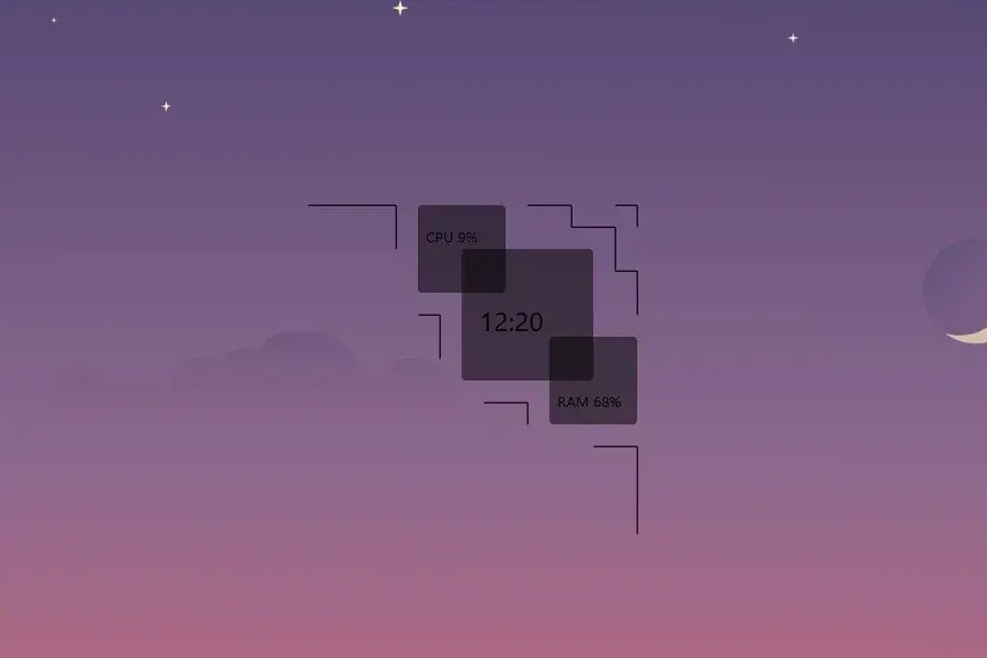 Source preview of Cubes Rainmeter Skin credited to Skryyne