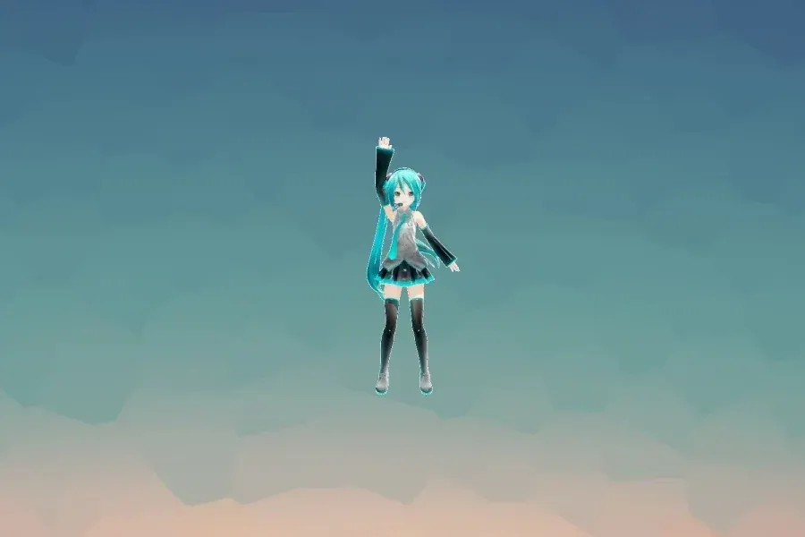 Source preview of Dancing Vocaloid Rainmeter Skin credited to Anime-Tonic