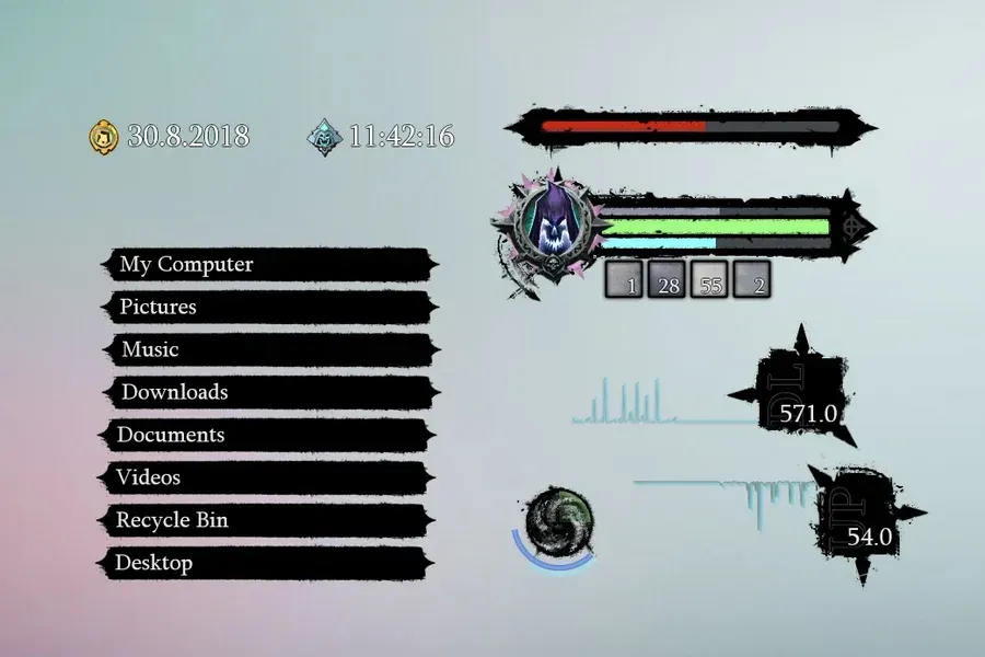 Source preview of Darksiders 2 Death Lives Rainmeter Theme credited to DART-A