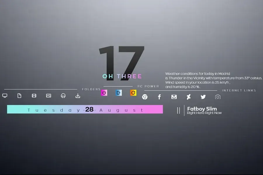 Source preview of Decision Rainmeter Theme credited to HipHopium