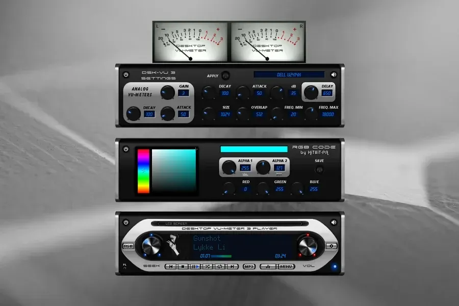 Source preview of Desktop VU-Meter 3 Rainmeter Skin credited to HiTBiT-PA