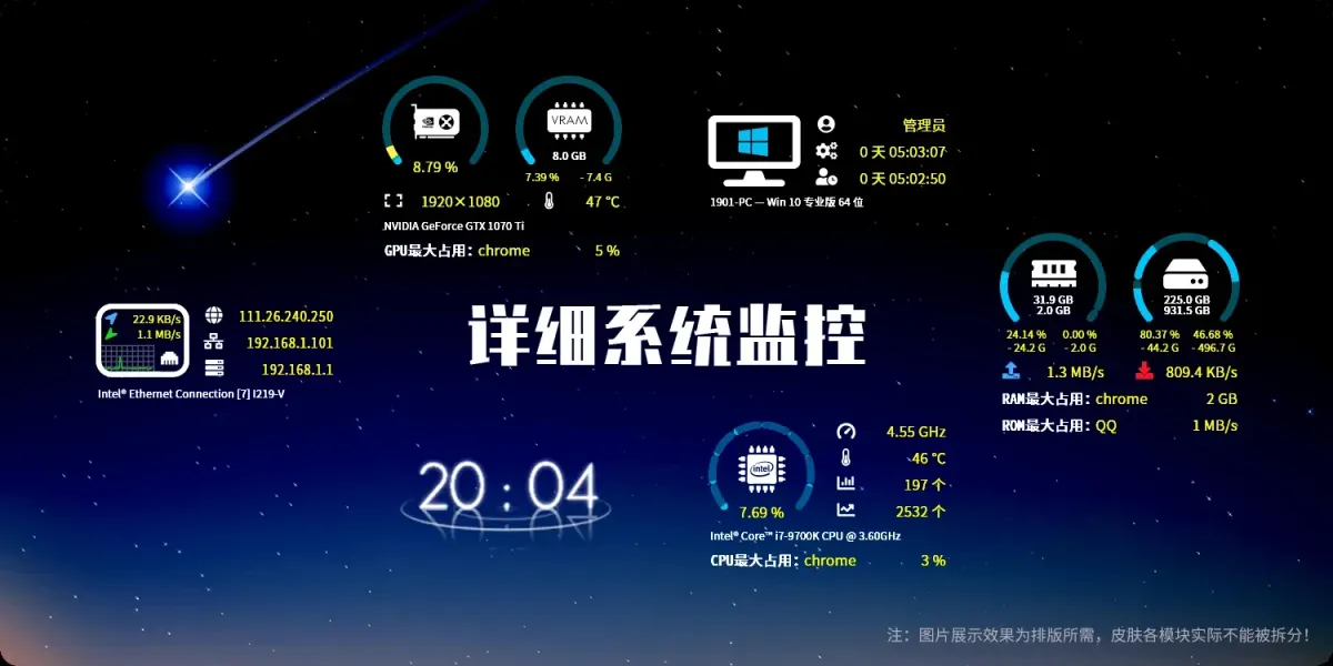 Creator source preview of Detailed System Monitor Rainmeter Skin