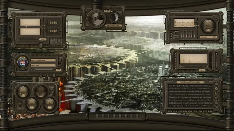 Source preview of Dieselpunk HUD Rainmeter Skin credited to Mordasius