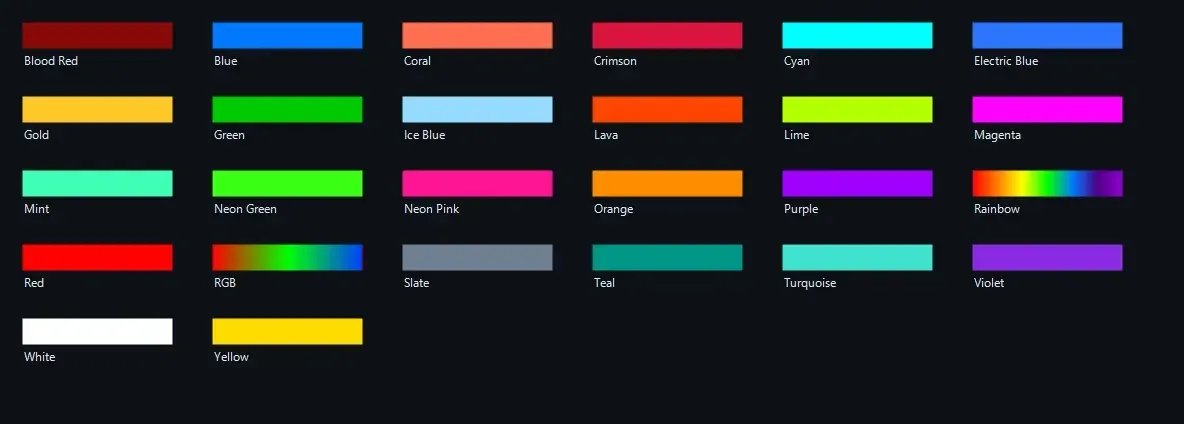 Creator palette for Divider with 26 labeled color swatches including Rainbow and RGB gradients.