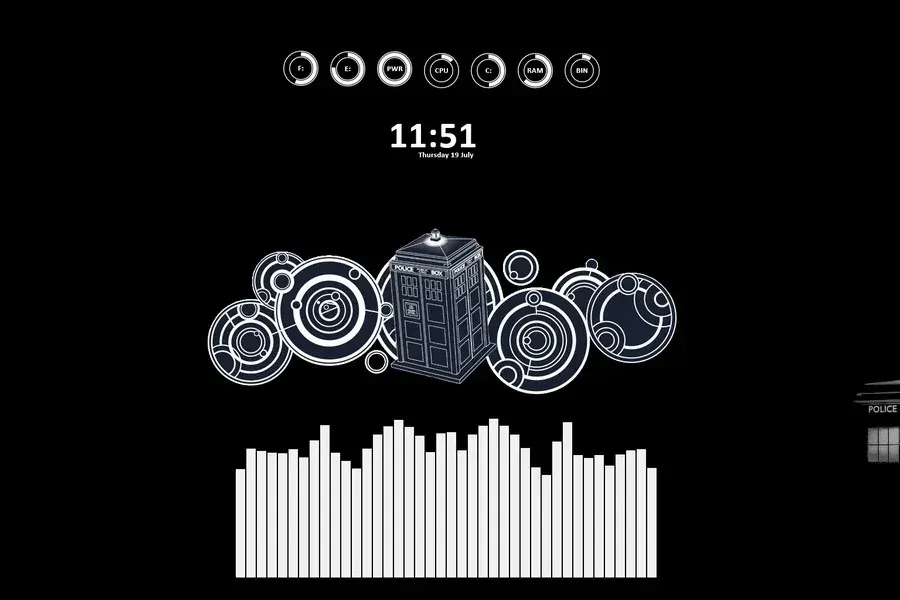 Source preview of Doctor Who Rainmeter Theme credited to BassSpleen