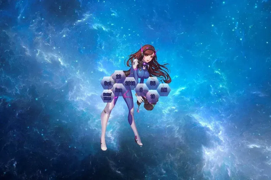 Source preview of D.Va Rainmeter Skin credited to Kaza-SOU