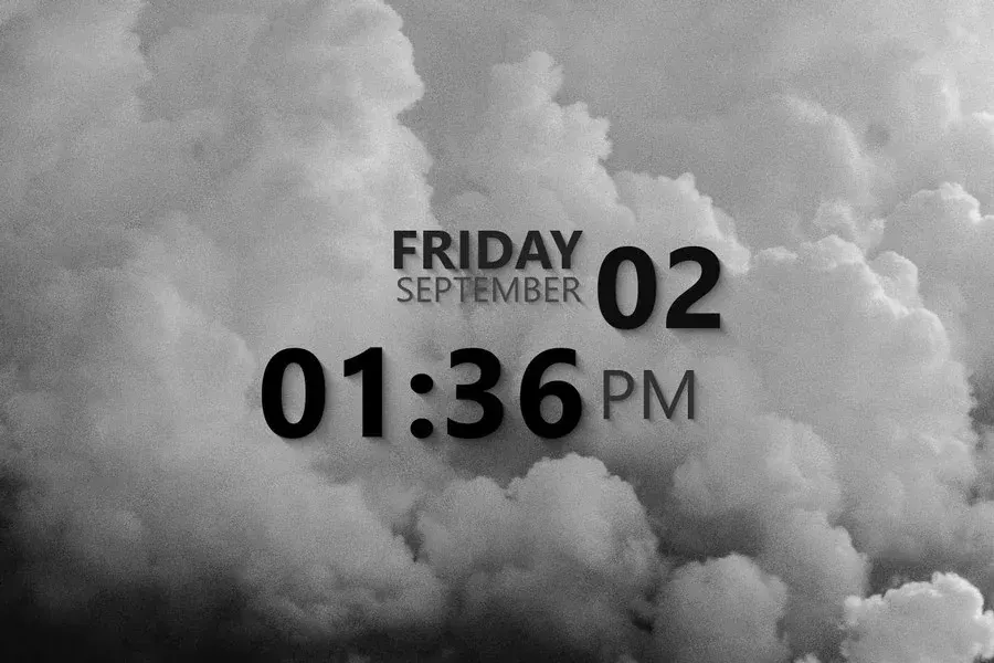 Source preview of eClock: A digital time-and-date widget with a restrained text layout