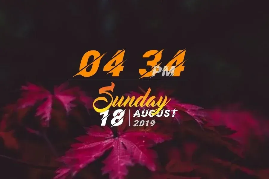Source preview of Energy Clock: A clock with a configurable color for its day text and a source-mentioned weather component