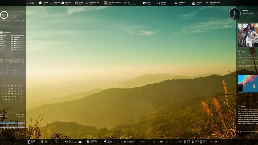 Source preview of Enigma Rainmeter Theme credited to Kaelri