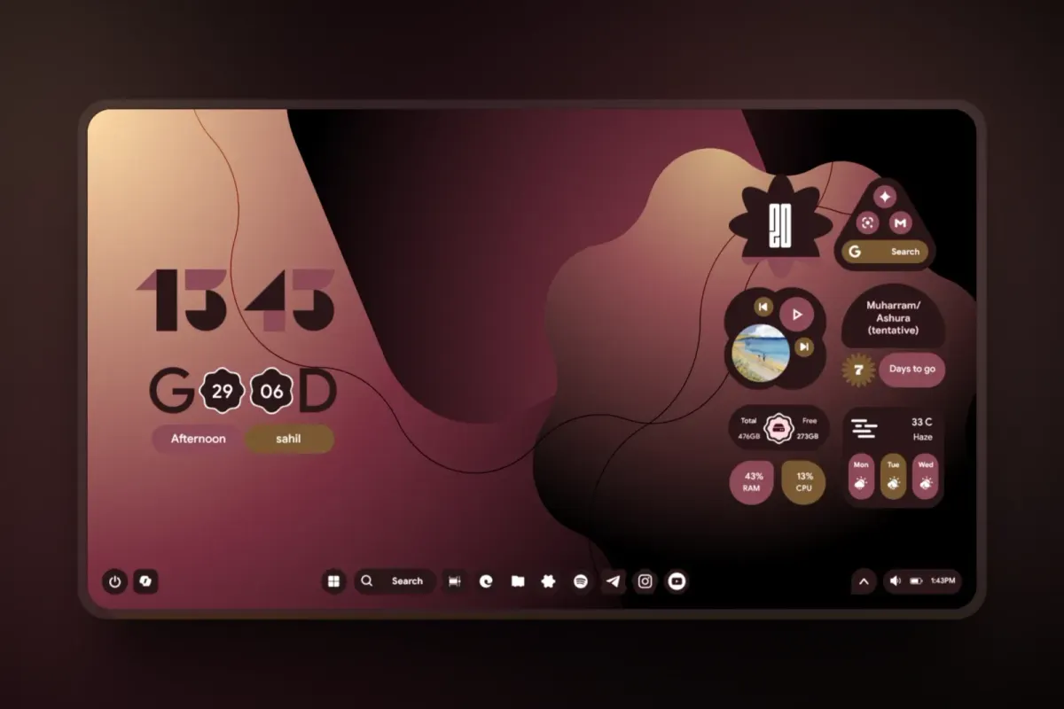 Creator source preview of Expressive Windows Rainmeter Suite