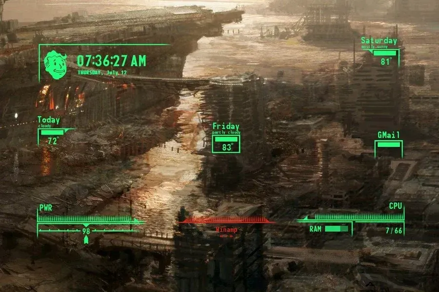 Source preview of Fallout V.A.T.S. Rainmeter Theme credited to shortjenny4