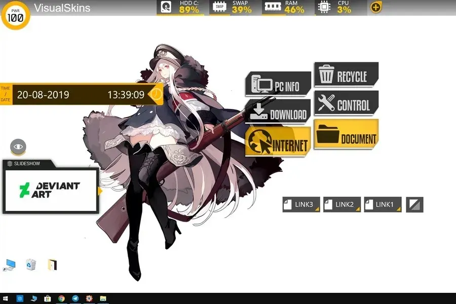 Source preview of Girls Frontline Rainmeter Skin credited to mekurukitoXD