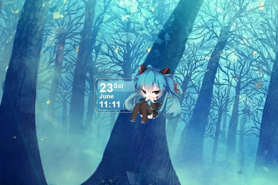 Source preview of Hatsune Miku Calendar 12 Rainmeter Skin credited to Kaza-SOU