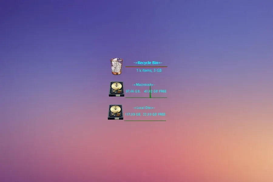 Source preview of HDD  Jeans Rainmeter Skin credited to lewamora4ok