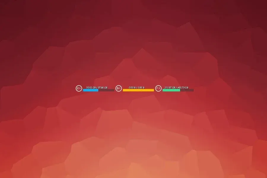 Source preview of HDD Usage Bars Rainmeter Skin credited to JpotatoTL2D