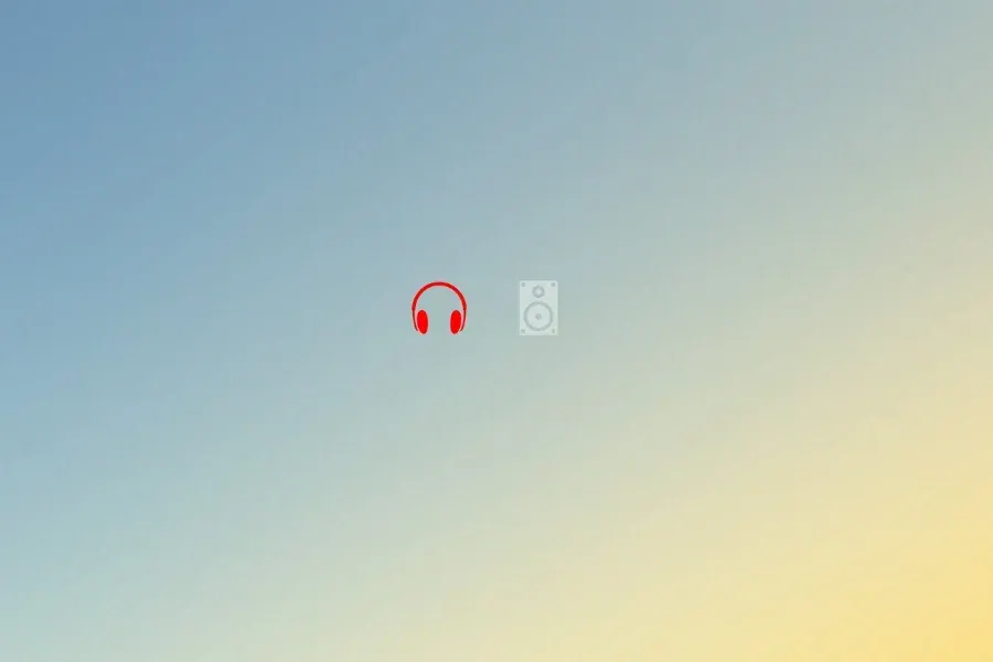 Source preview of Headphone Speaker Switcher: A two-icon output selector with a red selected-state indication described by the source