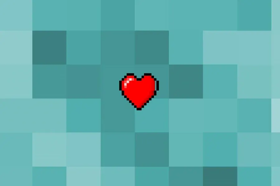 Source preview of Heart Pixel Battery Rainmeter Skin credited to Hammer-and-Nail86
