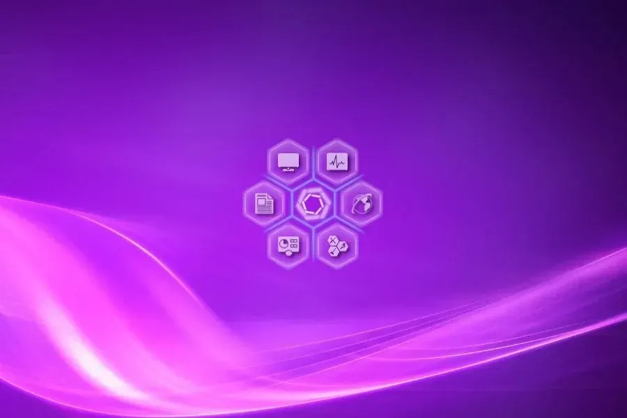 Source preview of Hexa Core: Six hexagonal shortcut slots surround a central return control