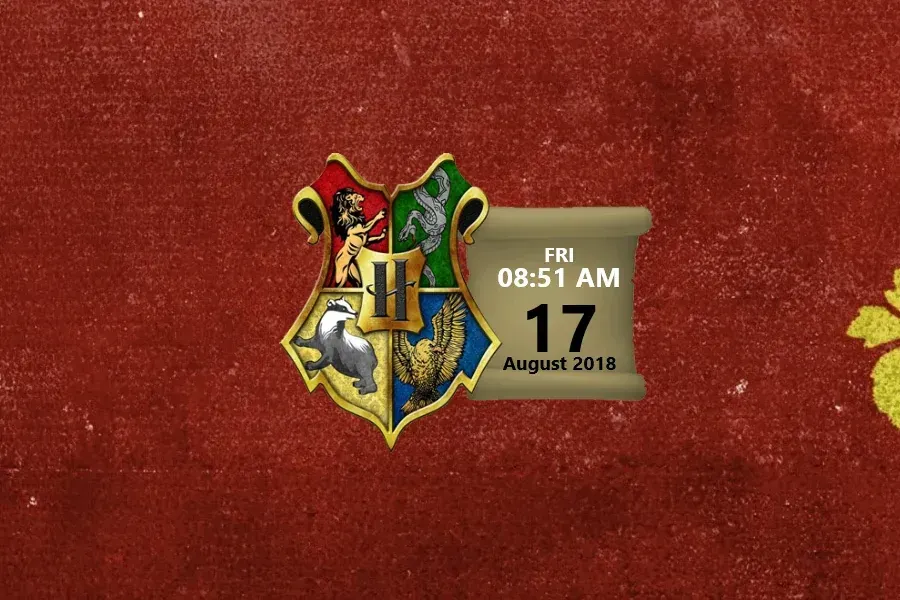Source preview of Hogwarts Houses Rainmeter Skin credited to KimeBracer