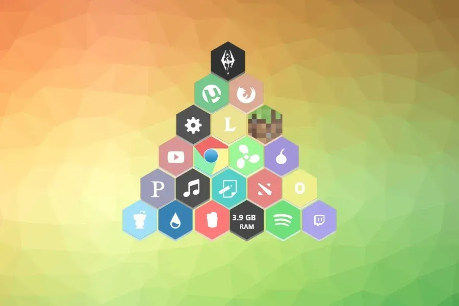 Source preview of Honeycomb Rainmeter Skin credited to APIIUM