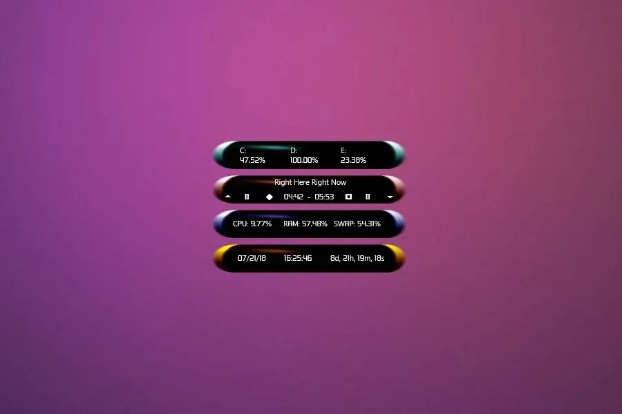 Source preview of InformationBar Rainmeter Skin credited to sephirotess
