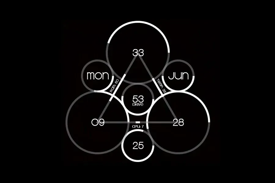 Source preview of Keywork Clock Rainmeter Skin credited to injust29