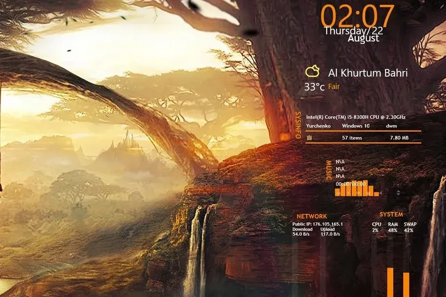 Source preview of Khd3.0 Rainmeter Theme credited to kik555