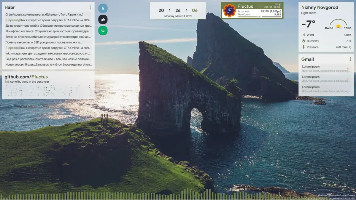 Creator source preview of Kite Rainmeter Suite