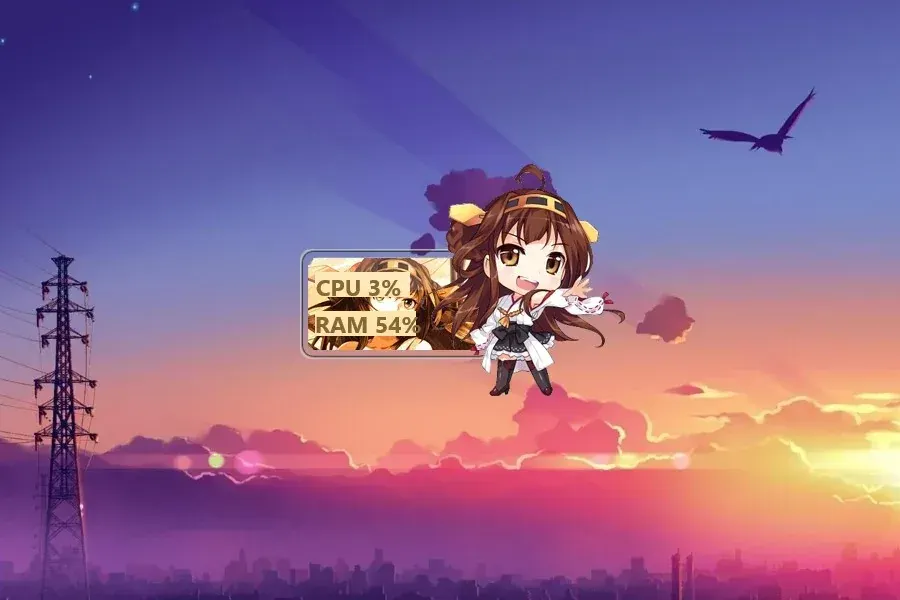 Source preview of Kongou Rainmeter Skin credited to neromaru1995