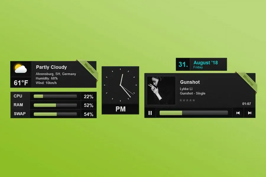 Source preview of The Maelstrom Rainmeter Theme credited to TobiMcCan