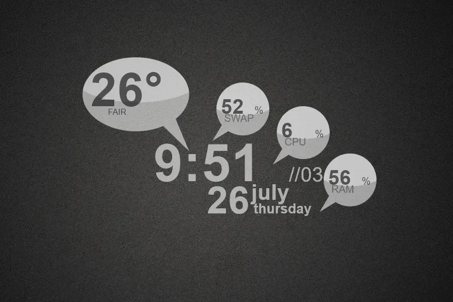 Source preview of MidnightBiro Rainmeter Skin credited to maKrop