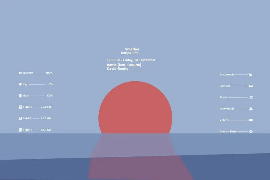 Source preview of Minimalist 2 Rainmeter Skin credited to DD-921