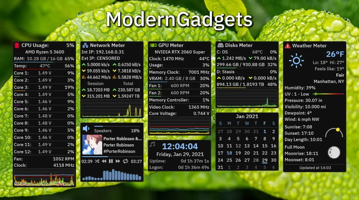 Creator source preview of ModernGadgets Rainmeter Suite