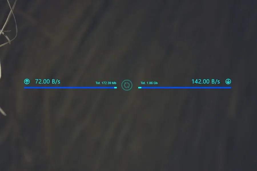 Source preview of Network UpDown Rainmeter Skin credited to balls001