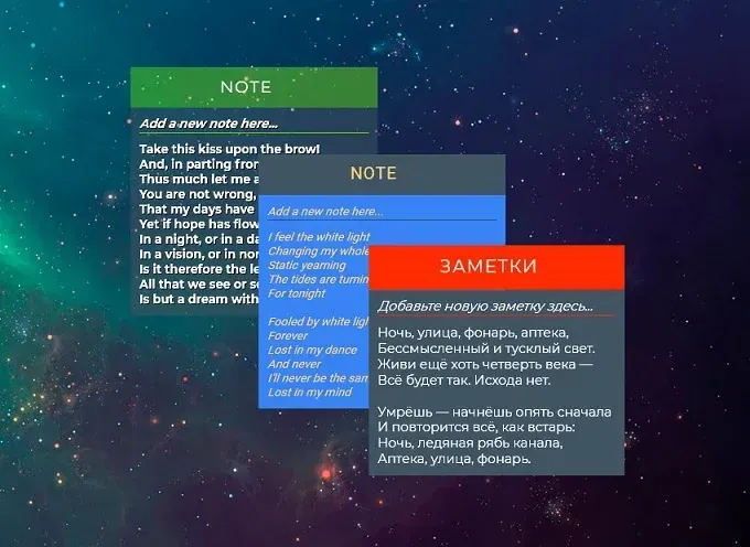 Creator source preview of Notes++ Rainmeter Skin
