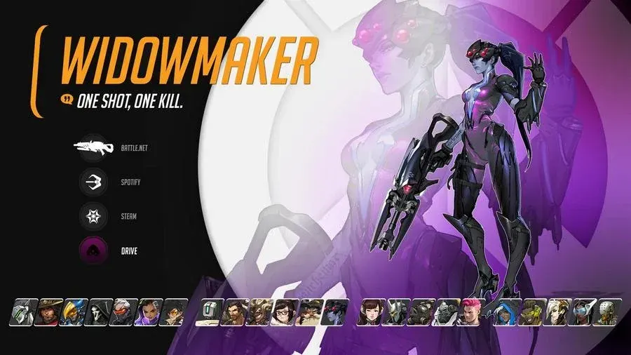 Source preview of Overwatch Heroes Rainmeter Skin credited to Akmos37