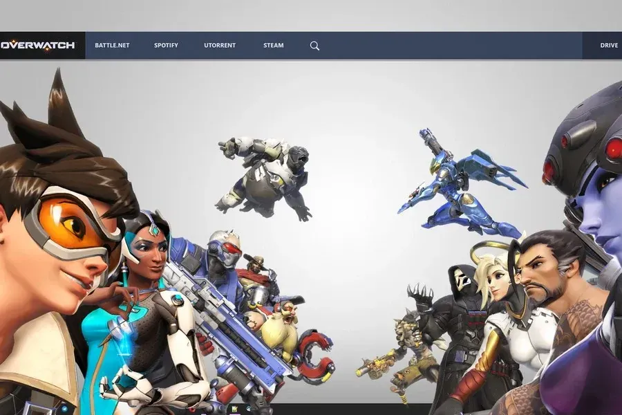 Source preview of Overwatch Launcher Rainmeter Skin credited to Akmos37